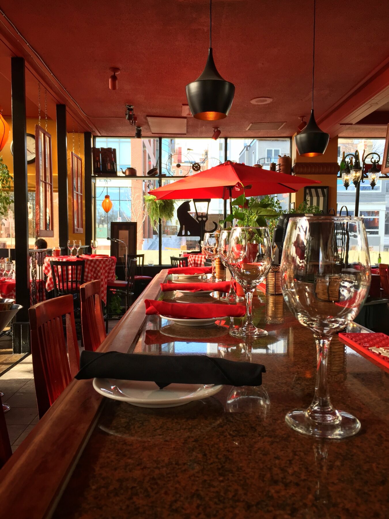 Bar and wine glasses